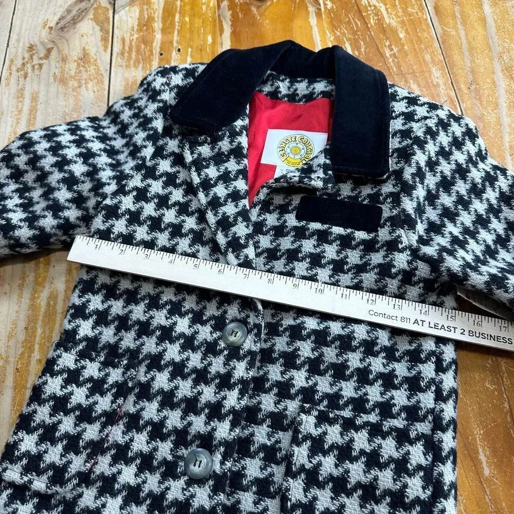 NOS Vintage Climate Control Jacket Girls Sz 4 Black White Houndstooth Wool Blend